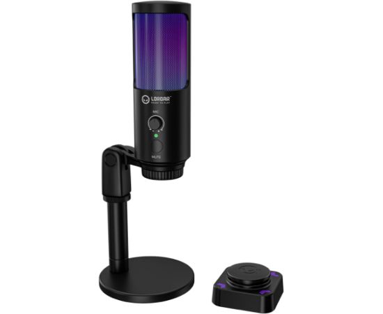 LORGAR SMP40, RGB Microphone with external mute button and metal stand, Black Mikrofoni
