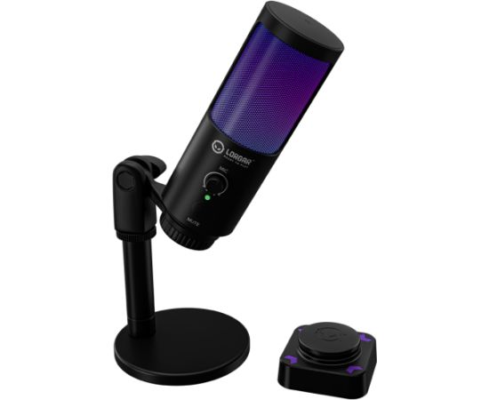 LORGAR SMP40, RGB Microphone with external mute button and metal stand, Black Mikrofoni