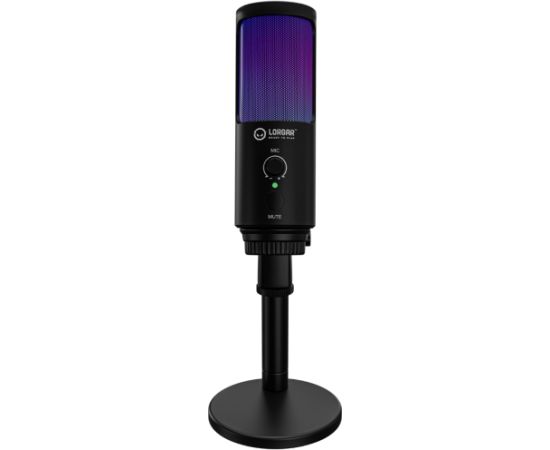 LORGAR SMP40, RGB Microphone with external mute button and metal stand, Black Mikrofoni
