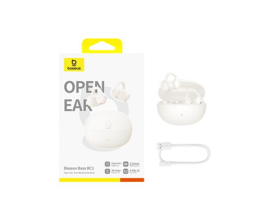 Baseus True Wireless Bluetooth 6.0 bezvadu austiņas Bass BC1 ar uzlādes korpusu, baltā krāsā Jaunumi - Audio-Video