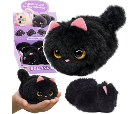 Leantoys Pluszowy Czarny Kotek z Kręcącym Ogonkiem Dźwięki Piszczenia Brelok 9 cm Мягкие игрушки