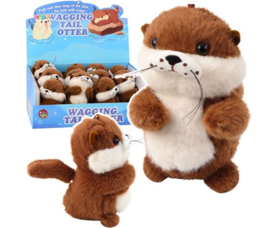 Leantoys Pluszowa Wydra z Kręcącym Ogonkiem Dźwięki Piszczenia Brelok 12,5 cm Мягкие игрушки