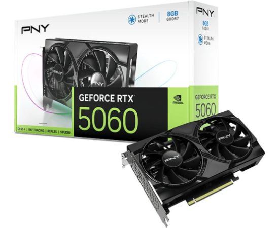 Pny Technologies PNY GeForce RTX 5060 Dual Fan 8GB GDDR7 DLSS4 (VCG50608DFXPB1) Grafiskās video kartes