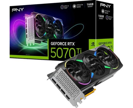 Pny Technologies PNY GeForce RTX 5070 Ti ARGB EPIC-X RGB Overclocked 16GB GDDR7 (VCG5070T16TFXXPB1-O) Grafiskās video kartes