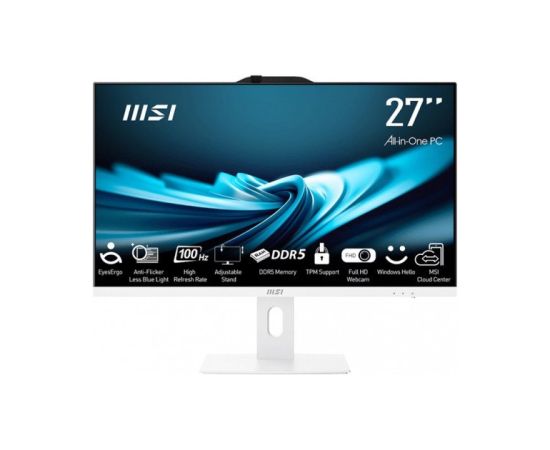 MSI AIO PRO AP272P 14M-606XEU, Intel Core i5-14400, Chipset H610, 27" LCD, 1x 8GB DDR5, 512GB SSD, Wi-Fi, BT, Bez OS All In One Datori (AIO)