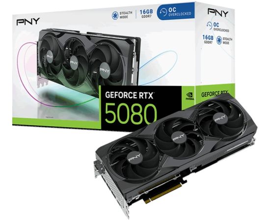 Pny Technologies PNY GeForce RTX 5080 OC, graphics card DLSS 4, 3x DisplayPort, 1x HDMI 2.1 Видеокарты