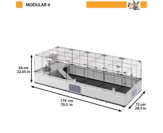 FERPLAST Modular 4 - cage for rabbit and domestic guinea pig - 179 x 72 x 56cm Citas preces