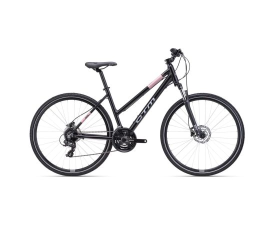 Sieviešu hibrīda velosipēds CTM Maxima 3.0 28" 18" matt black / glossy vintage pink Tūrisma velosipēdi