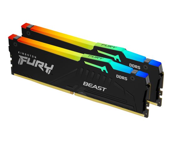 Kingston Fury Beast RGB, DDR5, 128 GB, 5600MHz, CL36 (KF556C36BBEAK2-128) RAM Operatīvā atmiņa