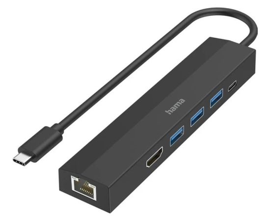 Hama USB-C Hub, 3x USB-A 3.2 Gen 1, USB-C, HDMI, LAN, black - USB hub Adapteri