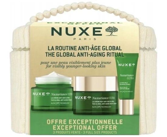 Nuxe VANITY NUXURIANCE ULTRA - The Global Anti-Aging Routine - Global Anti-Aging Cream 50ml + Targeted Eye and Lip Treatment 15ml + Global Anti-Aging Night Cream 50ml Dāvanu komplekti