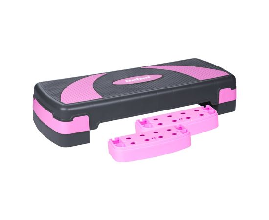 REBEL ACTIVE Step for aerobics and fitness exercises, 3 levels, gray-purple Степ