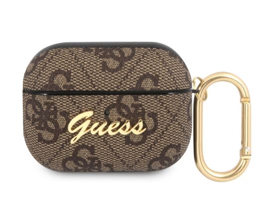 Guess -  Guess 4G Script PC/PU Case for AirPods Pro Brown Neoriģinālie Maciņi