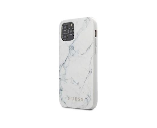 Guess Apple  iPhone 12 mini 5.4'' PC/TPU Marble Cover White Neoriģinālie Maciņi