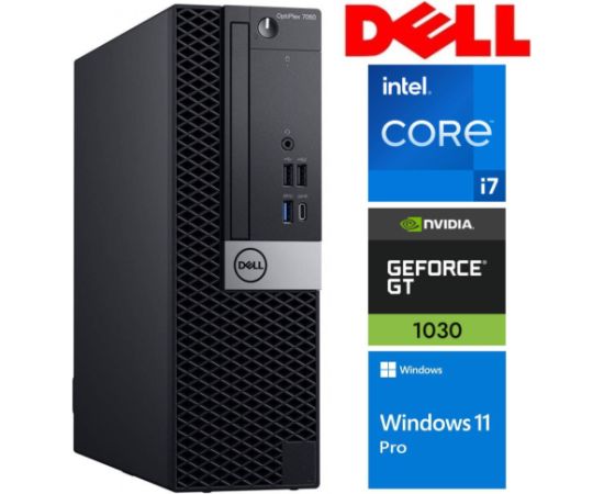 DELL 7060 SFF i7-8700 8GB 512SSD M.2 NVME GT1030 2GB WIN11Pro Atjaunoti personālie datori