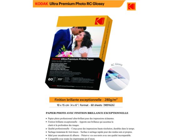 Kodak Ultra Premium Photo Paper 280g High Gloss 10 x 15 cm 60 Sheets Foto ķīmija un papīrs 
