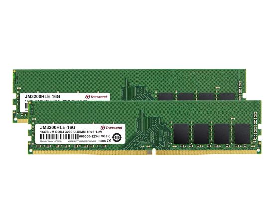 Transcend JetRam, DDR4, 32 GB, 3200MHz, CL22 (JM3200HLE-32GK) Jaunumi - Datori
