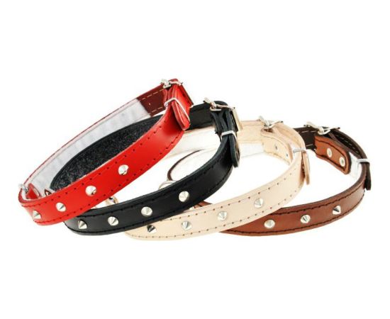 Dino Obroża skórzana z ćwiekami 14mm/36cm brązowa Citas preces