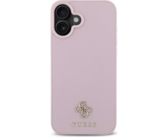 Guess PU Grained 4G Small Metal Logo MagSafe Case Aizsargapvalks priekš iPhone 16 / rozā Neoriģinālie Maciņi