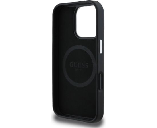 Guess PU Grained Triangle Logo MagSafe Case Aizsargapvalks priekš iPhone 16 Pro / melns Neoriģinālie Maciņi