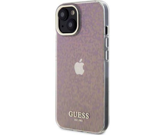 Guess IML Faceted Mirror Disco Iridescent Case Aizsargapvalks Priekš iPhone Apple 15 Neoriģinālie Maciņi