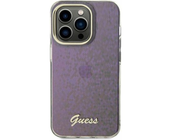 Guess IML Faceted Mirror Disco Iridescent Case Aizsargapvalks Priekš iPhone Apple 15 Neoriģinālie Maciņi