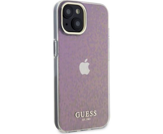 Guess IML Faceted Mirror Disco Iridescent Case Aizsargapvalks Priekš iPhone Apple 15 Neoriģinālie Maciņi