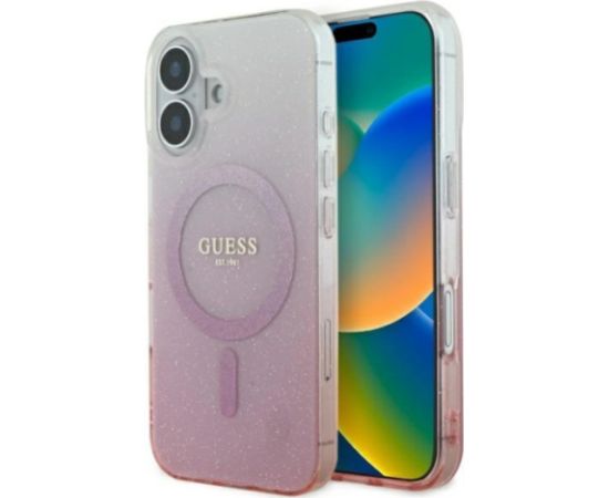 Guess IML Glitter Gradient MagSafe Aizsargapvalks Priekš Apple iPhone 16 Plus Neoriģinālie Maciņi