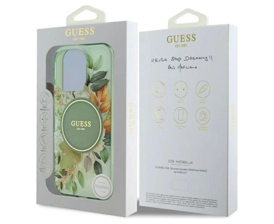 Guess IML Flower & Tonal Circle MagSafe Aizsargapvalks Priekš Apple iPhone 16 Pro Neoriģinālie Maciņi
