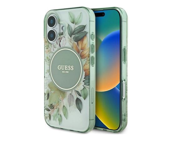 Guess IML Flower & Tonal Circle MagSafe Aizsargapvalks Priekš Apple iPhone 16 Plus Neoriģinālie Maciņi