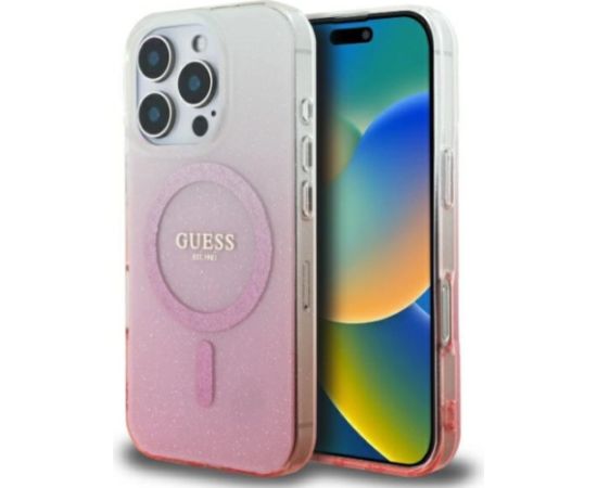 Guess IML Glitter Gradient MagSafe Aizsargapvalks Priekš Apple iPhone 16 Pro Max Neoriģinālie Maciņi