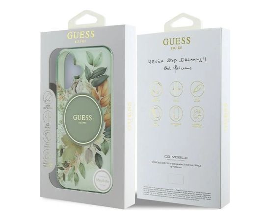 Guess IML Flower & Tonal Circle MagSafe Aizsargapvalks Priekš Apple iPhone 16 Neoriģinālie Maciņi