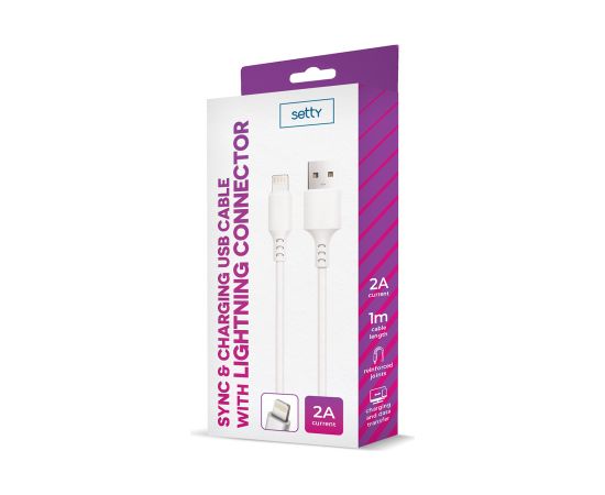 Кабель Setty USB - Lightning 1,0 м 2A белый NEW Дата USB-кабели