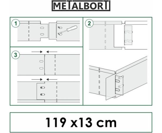 Cinkotas metāla apmales METALBORT (4 gab.) 119 × 13 cm Žoga lameles un zālājs