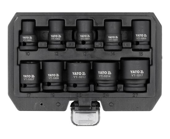 Uzgriežņu galviņu komplekts Yato YT-10252; 1/2''; 10-27 mm; 10 gab. Mehāniskie instrumenti