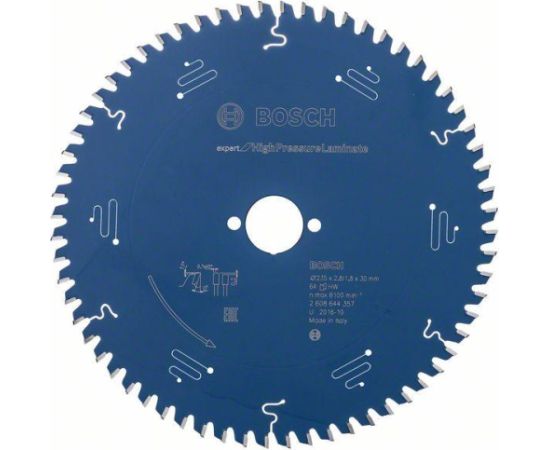 Griešanas disks Bosch Expert for High-Pressure Laminate 2608644354; 210x30 mm; Z60 Zāģripas