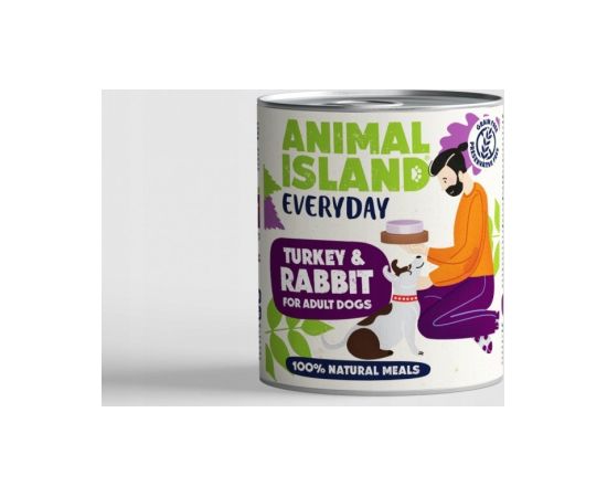 Animal Island ANIMAL ISLAND Indyk i królik - Karma mokra dla psów - 800g Suņu barība
