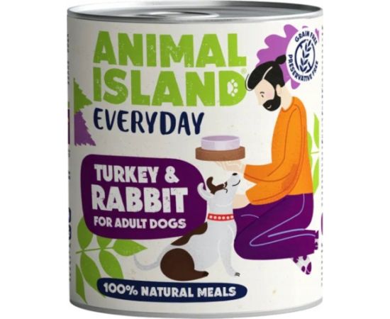 Animal Island ANIMAL ISLAND Indyk i królik - Karma mokra dla psów - 800g Suņu barība