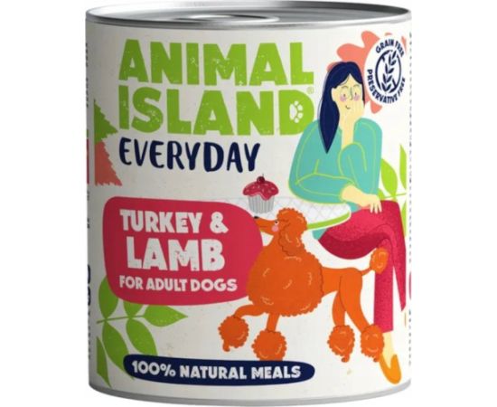 Animal Island ANIMAL ISLAND Indyk i jagnięcina - Karma mokra dla psów - 800g Suņu barība