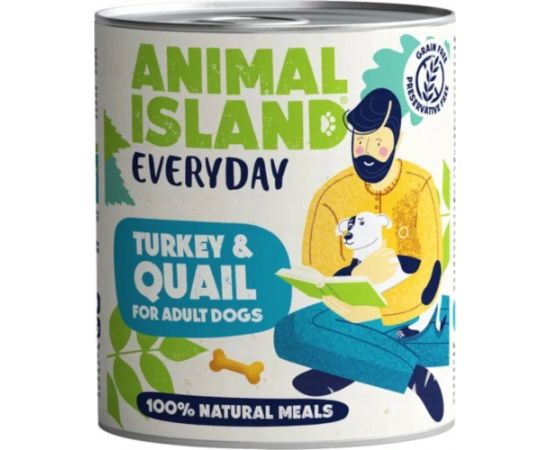Animal Island ANIMAL ISLAND Indyk i przepiórka - Karma mokra dla psów - 800g Suņu barība