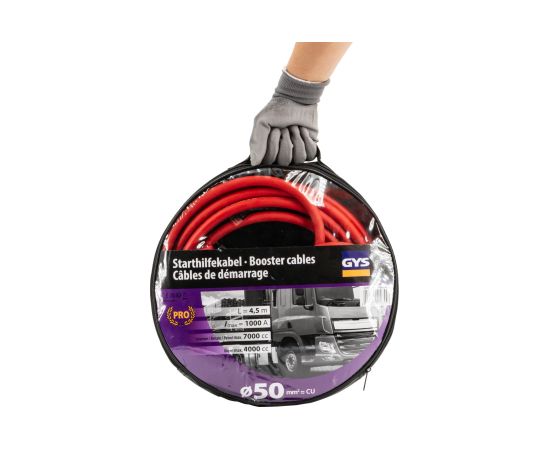 GYS Starta vadi PRO 1000A - INSULATED CLAMPS - Ø50mm² - 2 x 4.5m Akumulatoru lādētāji, starteri