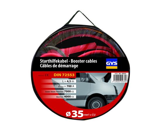 GYS Starta vadi PRO 700A (4L/7L) - INSULATED CLAMPS - Ø35mm² - 2 x 4.5m Akumulatoru lādētāji, starteri