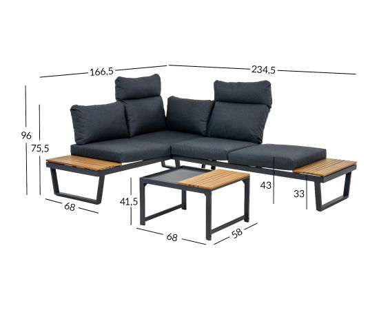 Garden furniture set MOERS multifunctional, grey Новинки Для дома и сада 