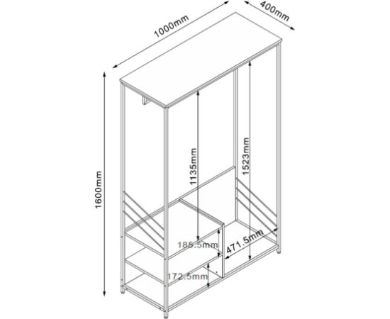 Hallway shelf DIMITRA 100x40xH160cm, grey Новинки Для дома и сада 