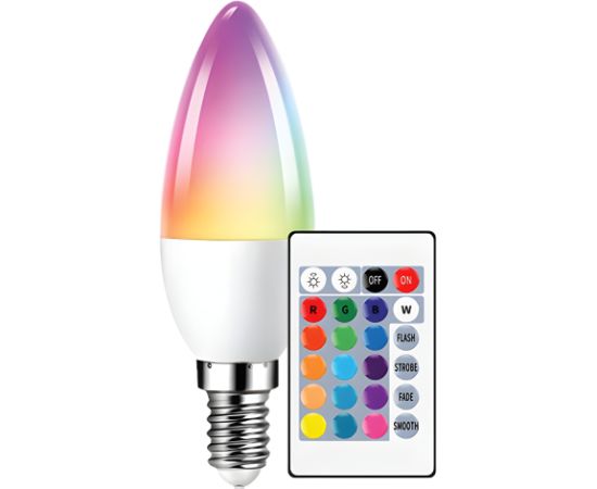LED spuldze 6W C37 E14 3000k RGB ar pulti BESK Jaunumi -Dārzam