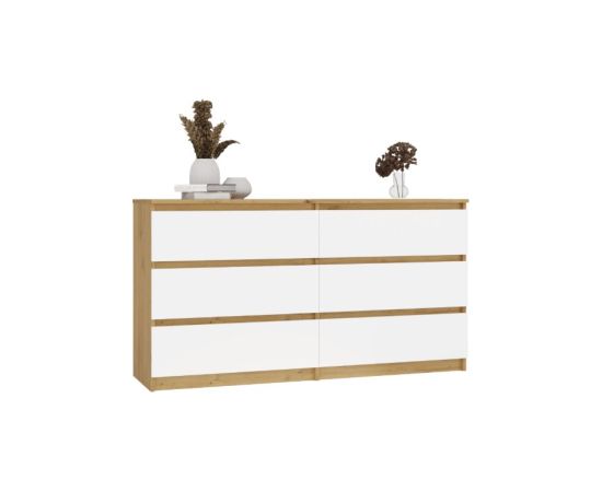 Top E Shop M6 MALWA CHEST OF DRAWERS 140 CM 6 DRAWERS OAK ARTISAN/WHITE Новинки Для дома и сада 