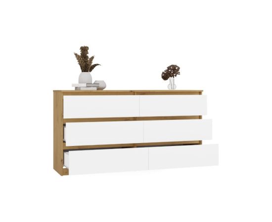 Top E Shop M6 MALWA CHEST OF DRAWERS 140 CM 6 DRAWERS OAK ARTISAN/WHITE Новинки Для дома и сада 