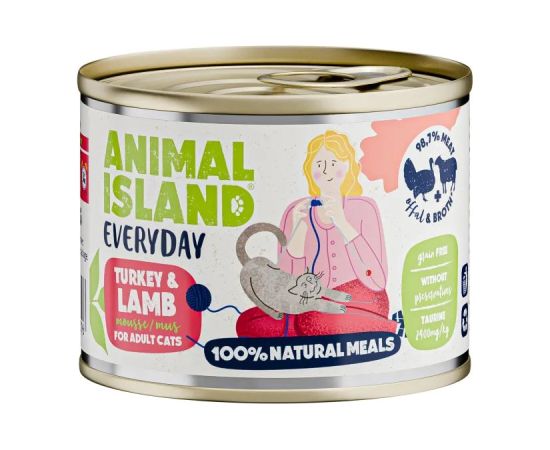 ANIMAL ISLAND Everyday Turkey and lamb - wet cat food - 200g Kaķu konservi