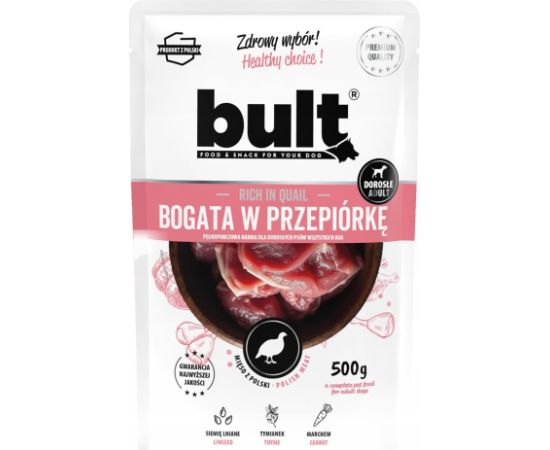 BULT Saszetka mielonka bogata w przepiórkę karma mokra dla psa 500g Suņu barība