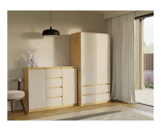 Top E Shop CHEST OF DRAWERS WITH 2 DOORS AND 4 DRAWERS, ARTISAN OAK/CASHMERE COLOUR Новинки Для дома и сада 
